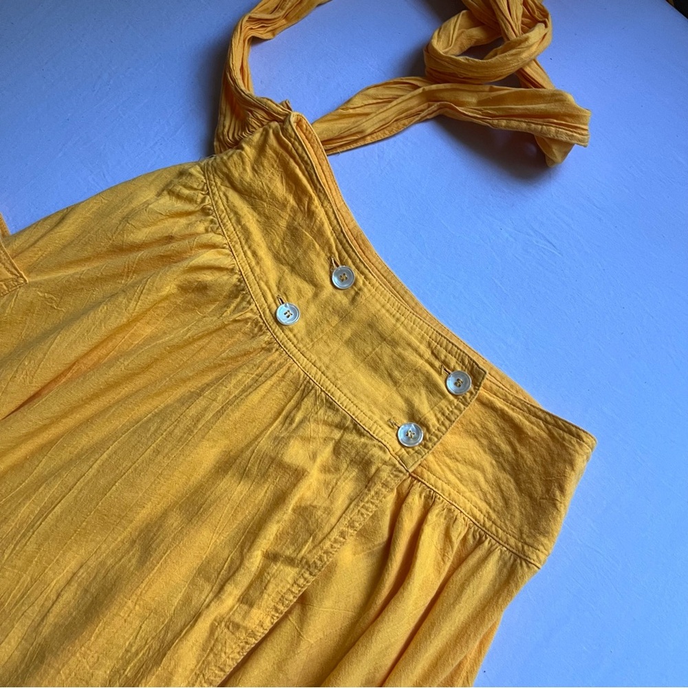 DANNY NOBLE vintage marigold mustard yellow‎ gauze wrap tie belt midi full skirt - Picture 4 of 8
